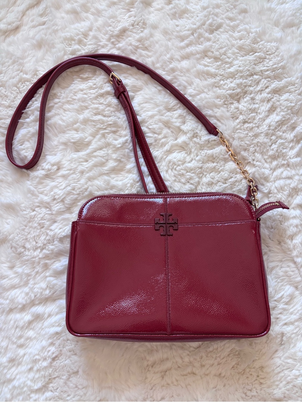 Tory Burch Patent Leather Crossbody - Red/Burgundy/Merlot